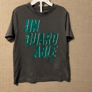Under Armour Dark Gray Tee with Teal Graphic